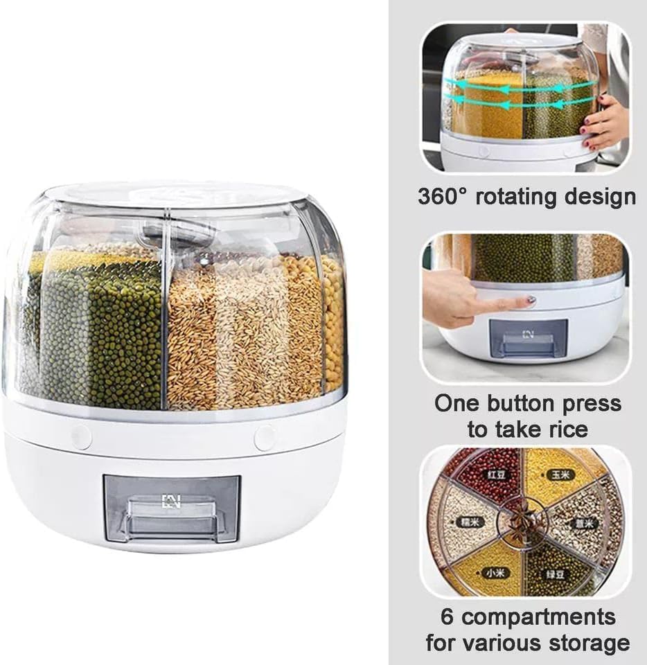 Rotating 6-Grid Cereal Dispenser