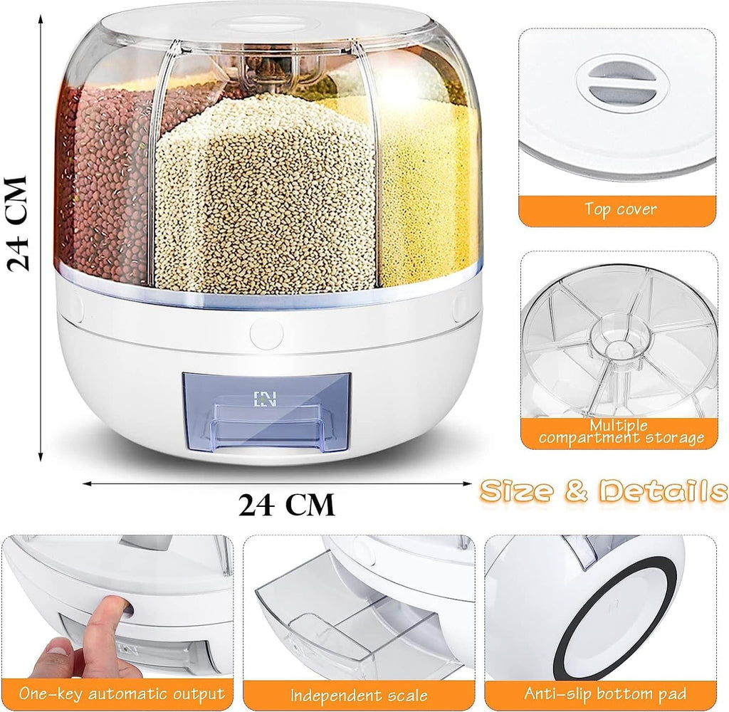 Rotating 6-Grid Cereal Dispenser