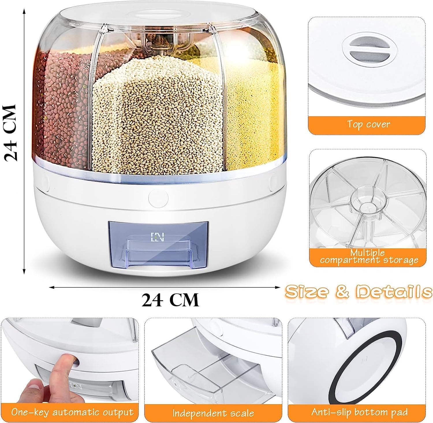 Rotating 6-Grid Cereal Dispenser